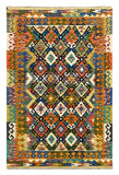 27573 - Kelim Hand-Woven/Flat-Weaved/Afghan Kelim/Carpet Modern/Nomadic Authentic/Size: 6'5" x 4'1"/196cm × 124cm