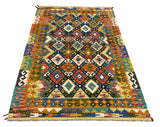 27573 - Kelim Hand-Woven/Flat-Weaved/Afghan Kelim/Carpet Modern/Nomadic Authentic/Size: 6'5" x 4'1"/196cm × 124cm