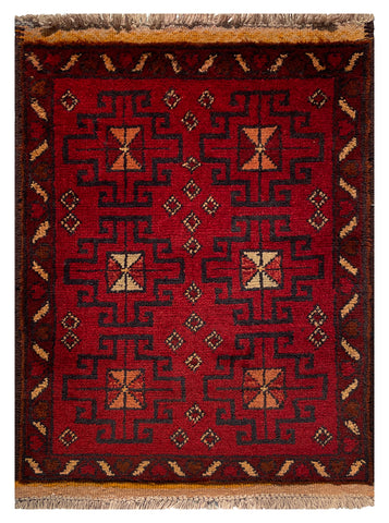 26340- Khal Mohammad Afghan Hand-Knotted Authentic/Traditional/Rug/Size: 1'9" x 1'4"