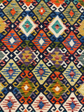 27573 - Kelim Hand-Woven/Flat-Weaved/Afghan Kelim/Carpet Modern/Nomadic Authentic/Size: 6'5" x 4'1"/196cm × 124cm