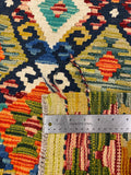 27573 - Kelim Hand-Woven/Flat-Weaved/Afghan Kelim/Carpet Modern/Nomadic Authentic/Size: 6'5" x 4'1"/196cm × 124cm