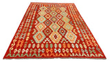 27773 - Kelim Hand-Woven/Flat-Weaved/Afghan Kelim/Carpet Modren/Nomadic Authentic/Size: 9'11" x 6'9"/302cm × 205cm