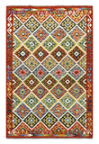 27575 - Kelim Hand-Woven/Flat-Weaved/Afghan Kelim/Carpet Modern/Nomadic Authentic/Size: 6'6" x 4'0"/198cm × 122cm