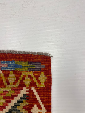 27575 - Kelim Hand-Woven/Flat-Weaved/Afghan Kelim/Carpet Modern/Nomadic Authentic/Size: 6'6" x 4'0"/198cm × 122cm