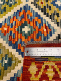 27575 - Kelim Hand-Woven/Flat-Weaved/Afghan Kelim/Carpet Modern/Nomadic Authentic/Size: 6'6" x 4'0"/198cm × 122cm