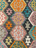 27650 - Kelim Hand-Woven/Flat-Weaved/Afghan Kelim/Carpet Modern/Nomadic Authentic/Size: 5'10" x 4'2"/178cm × 127cm