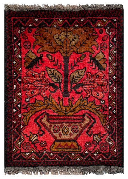 26410- Khal Mohammad Afghan Hand-Knotted Authentic/Traditional/Rug/Size: 2'0" x 1'3"