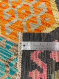 27650 - Kelim Hand-Woven/Flat-Weaved/Afghan Kelim/Carpet Modern/Nomadic Authentic/Size: 5'10" x 4'2"/178cm × 127cm