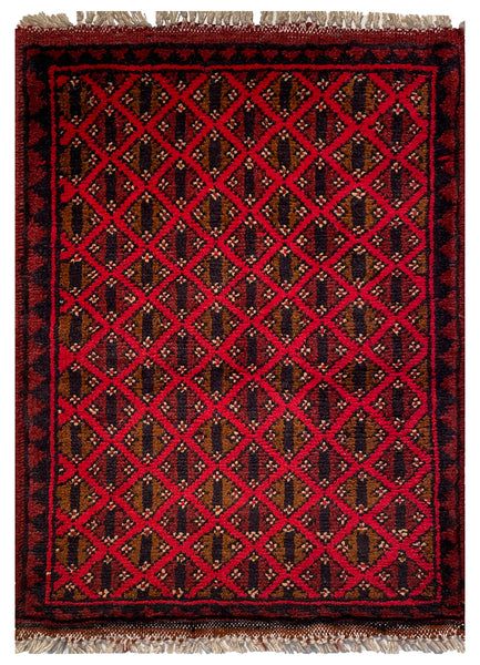 26404- Khal Mohammad Afghan Hand-Knotted Authentic/Traditional/Rug/Size: 2'0" x 1'4"