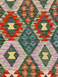 27641 - Kelim Hand-Woven/Flat-Weaved/Afghan Kelim/Carpet Modern/Nomadic Authentic/Size: 5'3" x 4'0"/160cm × 122cm