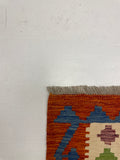 27766 - Kelim Hand-Woven/Flat-Weaved/Afghan Kelim/Carpet Modren/Nomadic Authentic/Size: 6'2" x 3'11"/188 cm × 119cm