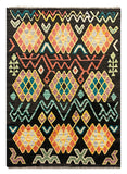 27648 - Kelim Hand-Woven/Flat-Weaved/Afghan Kelim/Carpet Modern/Nomadic Authentic/Size: 5'6" x 4'2"/168cm × 127cm
