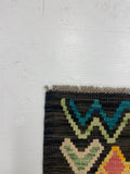 27648 - Kelim Hand-Woven/Flat-Weaved/Afghan Kelim/Carpet Modern/Nomadic Authentic/Size: 5'6" x 4'2"/168cm × 127cm