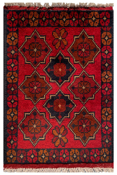 26401- Khal Mohammad Afghan Hand-Knotted Authentic/Traditional/Rug/Size: 2'0" x 1'3"