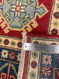 27926-Royal Kazak Hand-Knotted/Handmade Afghan Rug/Carpet Tribal/Nomadic Authentic/ Size: 9'2" x 6'6"/279m x 198cm