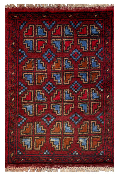 26384- Khal Mohammad Afghan Hand-Knotted Authentic/Traditional/Rug/Size: 2'0" x 1'3"