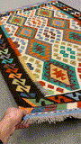 27754 - Kelim Hand-Woven/Flat-Weaved/Afghan Kelim/Carpet Modren/Nomadic Authentic/Size: 6'4" x 4'1"/193cm ×124cm