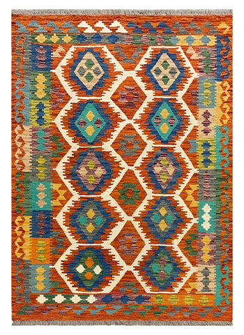 27768 - Kelim Hand-Woven/Flat-Weaved/Afghan Kelim/Carpet Modren/Nomadic Authentic/Size: 6'0" x 4'1"/183 cm x 124cm