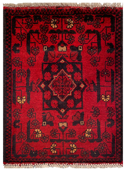 26466 - Khal Mohammad Afghan Hand-Knotted Authentic/Traditional/Rug/Size: 1'9" x 1'4"