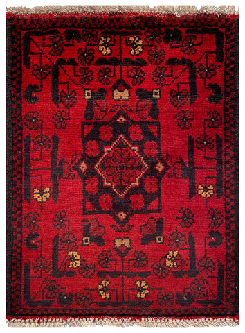 26466 - Khal Mohammad Afghan Hand-Knotted Authentic/Traditional/Rug/Size: 1'9" x 1'4"/53cm x 41cm