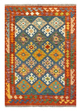 27769 - Kelim Hand-Woven/Flat-Weaved/Afghan Kelim/Carpet Modren/Nomadic Authentic/Size: 6'1" x 4'0"/185 cm × 122cm