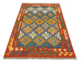 27769 - Kelim Hand-Woven/Flat-Weaved/Afghan Kelim/Carpet Modren/Nomadic Authentic/Size: 6'1" x 4'0"/185 cm × 122cm