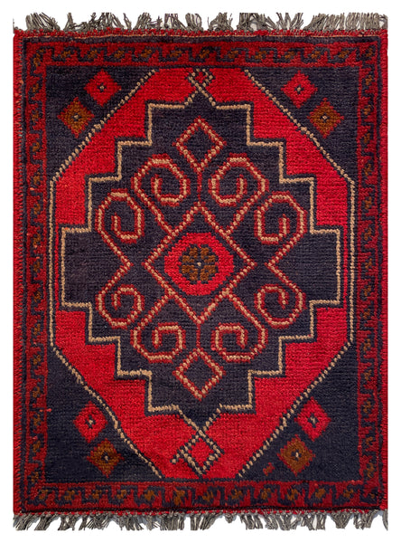 26360- Khal Mohammad Afghan Hand-Knotted Authentic/Traditional/Rug/Size: 1'9" x 1'4"