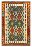 27756 - Kelim Hand-Woven/Flat-Weaved/Afghan Kelim/Carpet Modren/Nomadic Authentic/Size: 6'2" x 3'11"/188cm ×119cm