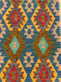 27756 - Kelim Hand-Woven/Flat-Weaved/Afghan Kelim/Carpet Modren/Nomadic Authentic/Size: 6'2" x 3'11"/188cm ×119cm