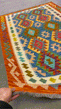 27756 - Kelim Hand-Woven/Flat-Weaved/Afghan Kelim/Carpet Modren/Nomadic Authentic/Size: 6'2" x 3'11"/188cm ×119cm