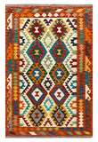27757 - Kelim Hand-Woven/Flat-Weaved/Afghan Kelim/Carpet Modren/Nomadic Authentic/Size: 6'3" x 4'2"/191cm × 127cm