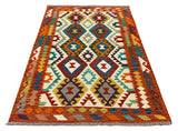 27757 - Kelim Hand-Woven/Flat-Weaved/Afghan Kelim/Carpet Modren/Nomadic Authentic/Size: 6'3" x 4'2"/191cm × 127cm