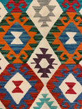 27757 - Kelim Hand-Woven/Flat-Weaved/Afghan Kelim/Carpet Modren/Nomadic Authentic/Size: 6'3" x 4'2"/191cm × 127cm