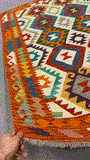 27757 - Kelim Hand-Woven/Flat-Weaved/Afghan Kelim/Carpet Modren/Nomadic Authentic/Size: 6'3" x 4'2"/191cm × 127cm
