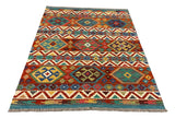 27759 - Kelim Hand-Woven/Flat-Weaved/Afghan Kelim/Carpet Modren/Nomadic Authentic/Size: 5'11" x 4'4"/180cm × 132cm