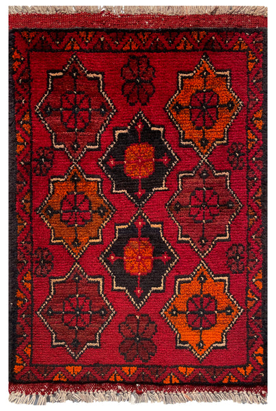 26598 - Khal Mohammad Afghan Hand-Knotted Authentic/Traditional/Rug/Size: 2'0" x 1'3"