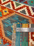 27759 - Kelim Hand-Woven/Flat-Weaved/Afghan Kelim/Carpet Modren/Nomadic Authentic/Size: 5'11" x 4'4"/180cm × 132cm
