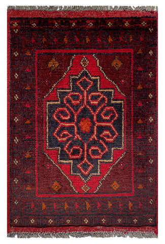 26437 - Khal Mohammad Afghan Hand-Knotted Authentic/Traditional/Rug/Size: 2'0" x 1'3"/61cm x 38cm