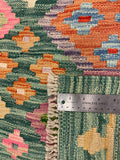 27642 - Kelim Hand-Woven/Flat-Weaved/Afghan Kelim/Carpet Modern/Nomadic Authentic/Size: 5'8" x 4'1"/173cm × 124cm