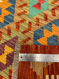 27760 - Kelim Hand-Woven/Flat-Weaved/Afghan Kelim/Carpet Modren/Nomadic Authentic/Size: 6'3" x 4'0"/191 cm ×&nbsp; 122m