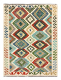 27644 - Kelim Hand-Woven/Flat-Weaved/Afghan Kelim/Carpet Modern/Nomadic Authentic/Size: 5'5" x 4'1"/165cm × 124cm