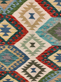 27644 - Kelim Hand-Woven/Flat-Weaved/Afghan Kelim/Carpet Modern/Nomadic Authentic/Size: 5'5" x 4'1"/165cm × 124cm