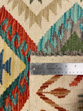 27644 - Kelim Hand-Woven/Flat-Weaved/Afghan Kelim/Carpet Modern/Nomadic Authentic/Size: 5'5" x 4'1"/165cm × 124cm