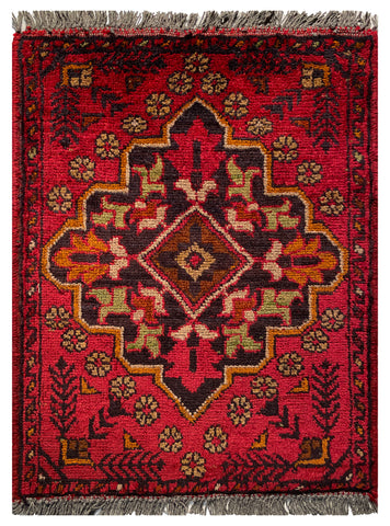 26338- Khal Mohammad Afghan Hand-Knotted Authentic/Traditional/Rug/Size: 1'9" x 1'4"