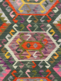 27643 - Kelim Hand-Woven/Flat-Weaved/Afghan Kelim/Carpet Modern/Nomadic Authentic/Size: 5'8" x 3'8"/173cm × 112cm