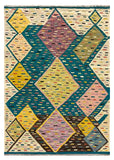 27649 - Kelim Hand-Woven/Flat-Weaved/Afghan Kelim/Carpet Modern/Nomadic Authentic/Size: 5'6" x 4'3"/168cm × 130cm