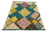 27649 - Kelim Hand-Woven/Flat-Weaved/Afghan Kelim/Carpet Modern/Nomadic Authentic/Size: 5'6" x 4'3"/168cm × 130cm