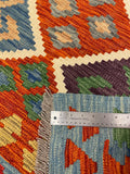 27761 - Kelim Hand-Woven/Flat-Weaved/Afghan Kelim/Carpet Modren/Nomadic Authentic/Size: 6'6" x 4'2"/198 cm ×&nbsp; 127m