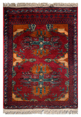 26220 - Khal Mohammad Afghan Hand-Knotted Authentic/Traditional/Rug/Size: 1'9" x 1'3"