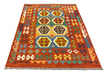 27765 - Kelim Hand-Woven/Flat-Weaved/Afghan Kelim/Carpet Modren/Nomadic Authentic/Size: 6'2" x 4'4"/188 cm × 132cm